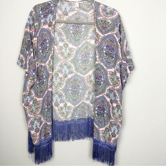 VICTORIA’S SECRET | Fringe Paisley Kimono Beach Swim Cover Up Women’s Size XS/S - Picture 2 of 9